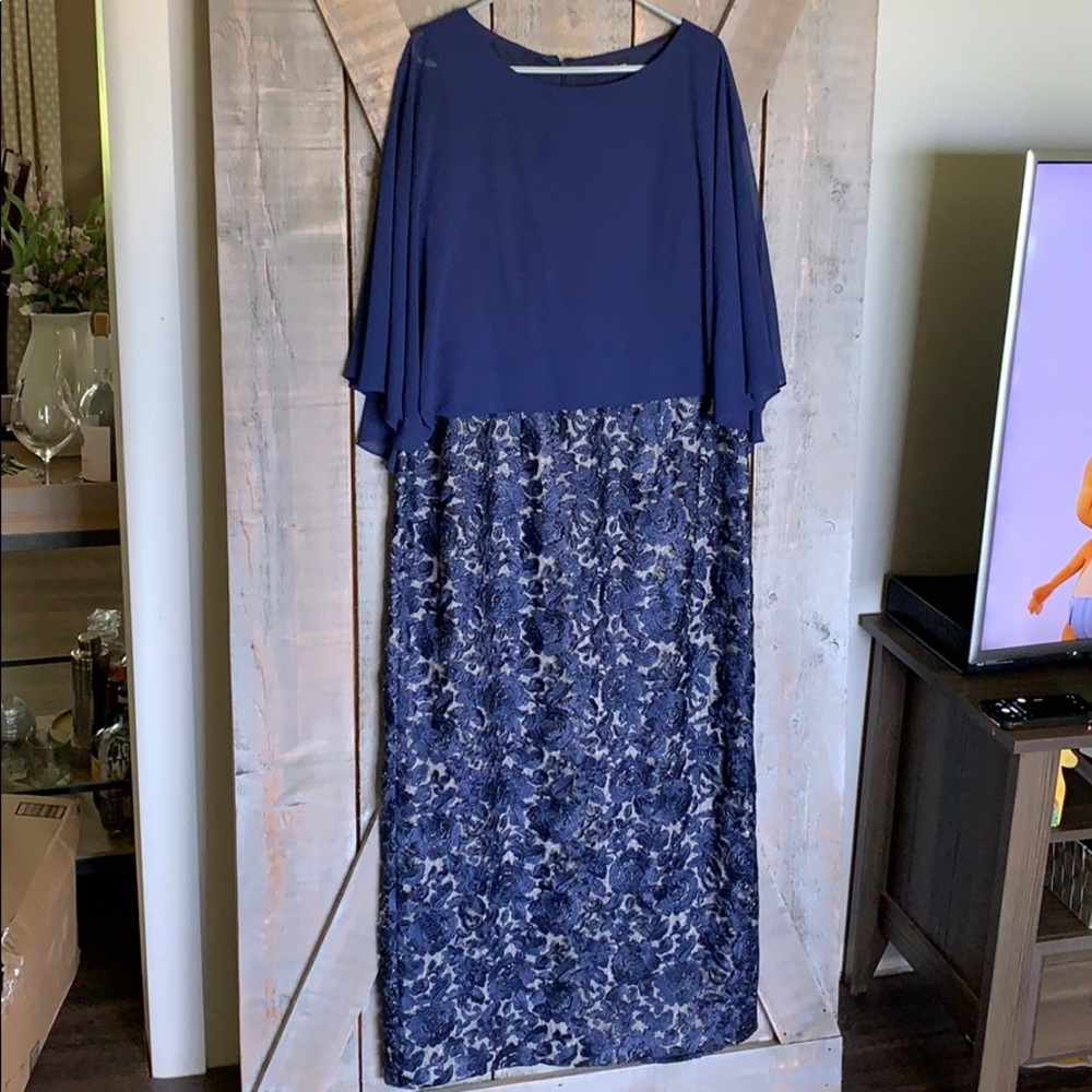 Blue Italian lace mother of the bride dress